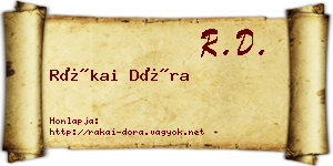 Rákai Dóra névjegykártya